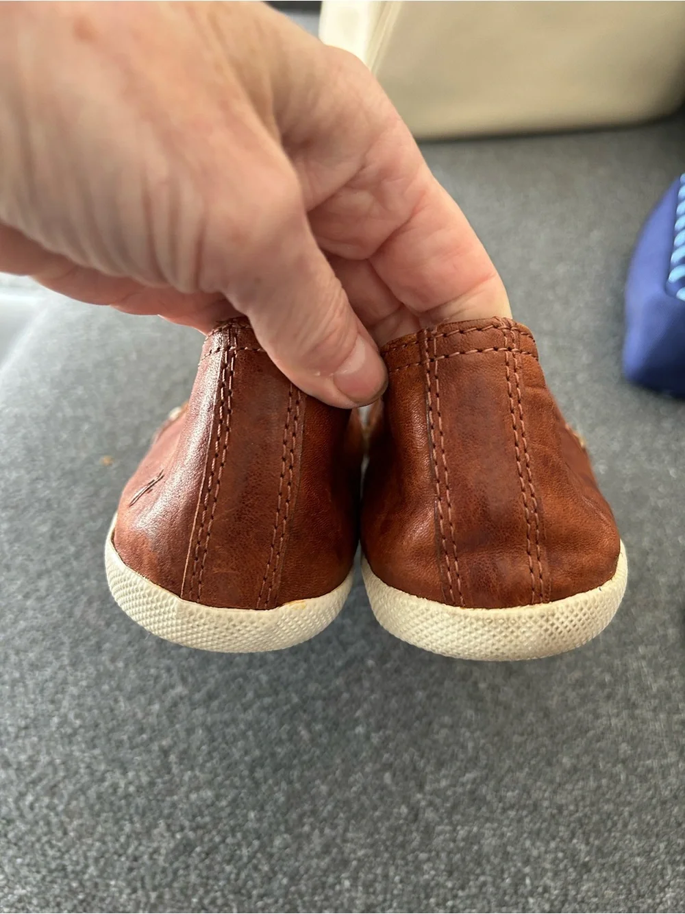 9.5 Frye Melanie Casual Slip-On Shoes in Cognac Brown